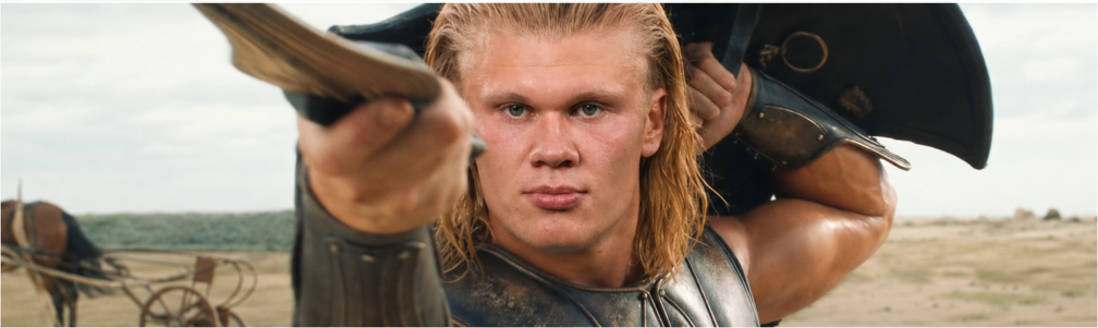 haaland erling viking troie chad blond brad pitt norvege combat epee bg haland herling foot
