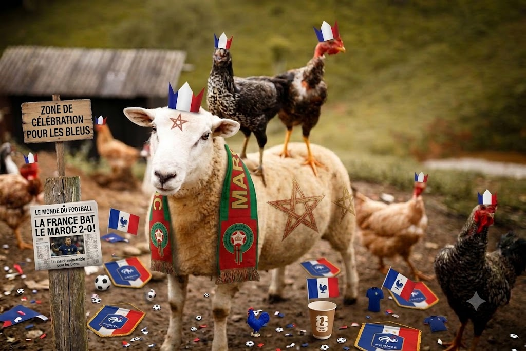 maroc france arabe francais marocain finito cdm 2026 dz mouton coq ferme champ celebration foot