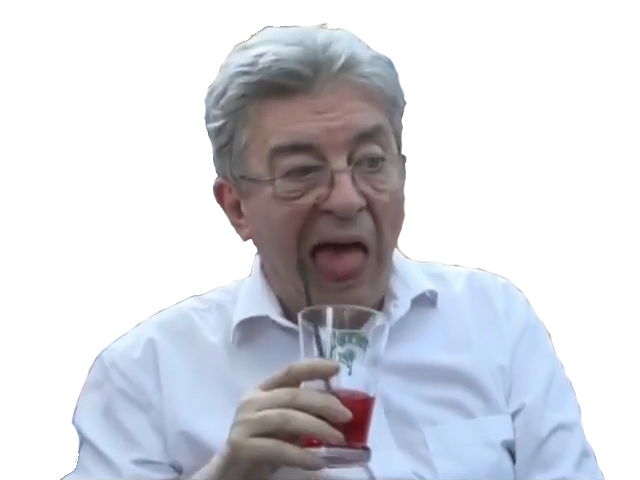 melenchon paille sirote verre boisson canicule langue