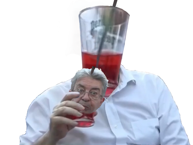 melenchon paille sirote verre boisson canicule inverse