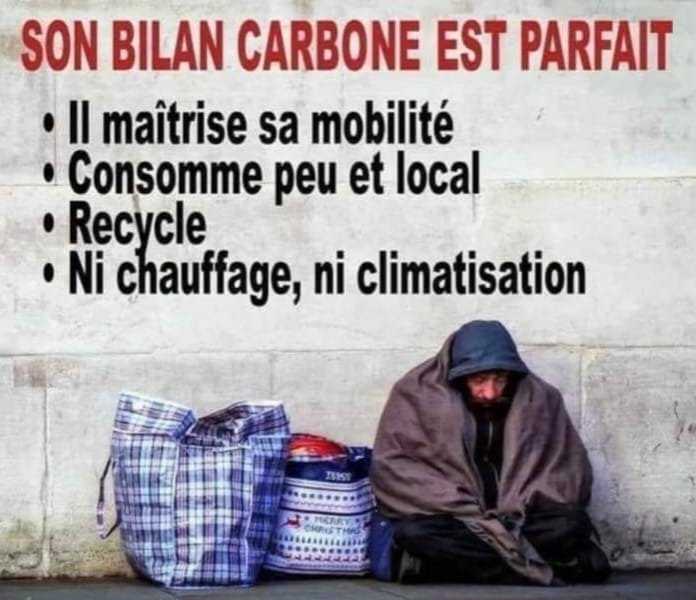 ecologie bilan carbone parfait sdf clochard jancovici eelv ecolo chauffage climatisation mobilite consommation recycle pauvre