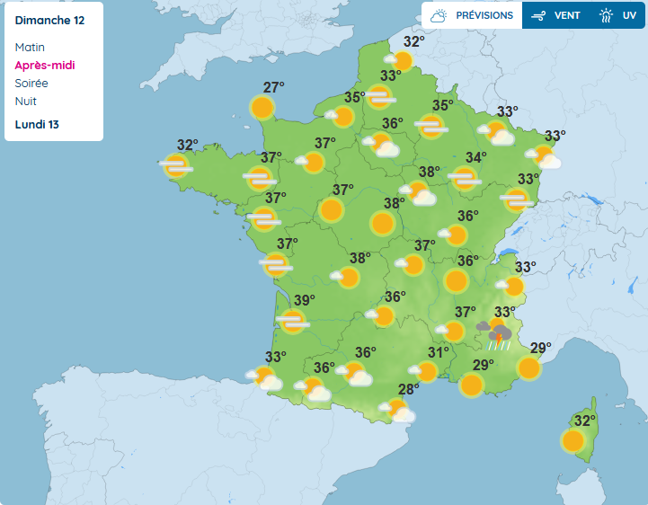 kalokairi solaire solaris 2026 summer chaleur calor fondre fondu meteo climat map carte verano canicule