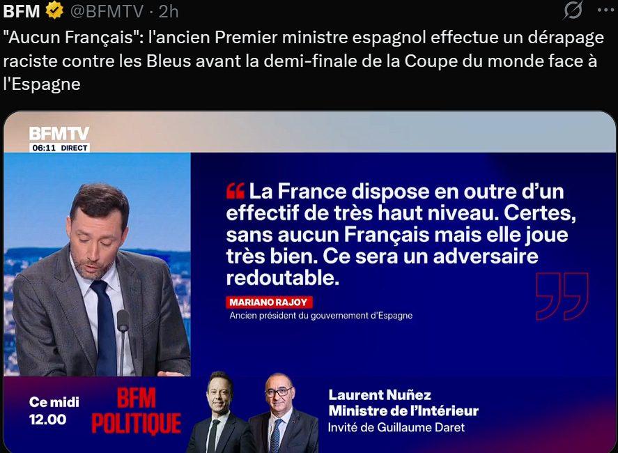 racisme football cdm coupe du monde bfm espagne france usa mexique canada