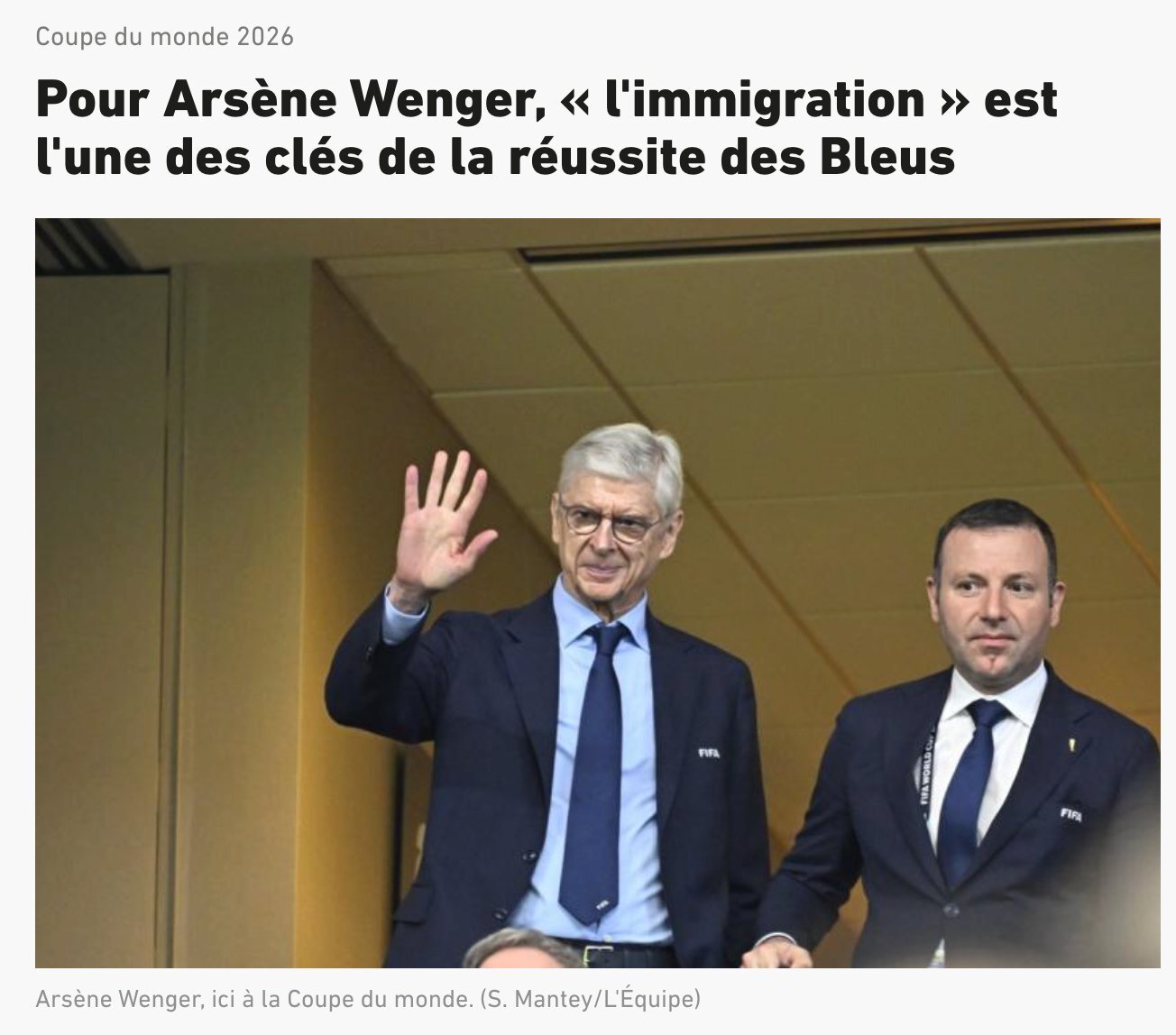 propagande cuck gauchiste foot coupe monde arsene wenger immigration migrant