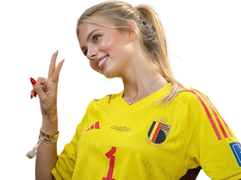 femme mishel gerzig thibaut courtois maillot belge belgique v