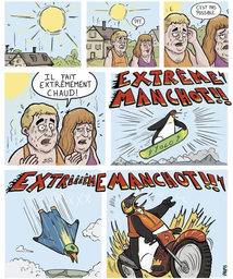 jeu de mots mot manchot extreme extremement chaud canicule bd bede ete juillet aout moto
