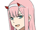 zero-two-darling-franxx-hybride-humaine-hurleuse-sapien-femme-waifu-cheveux-roses-yeux-verts-manga-anime