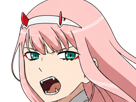 zero-two-darling-franxx-hybride-humaine-hurleuse-sapien-femme-waifu-cheveux-roses-yeux-verts-manga-anime
