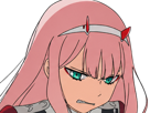zero-two-darling-franxx-hybride-humaine-hurleuse-sapien-femme-waifu-cheveux-roses-yeux-verts-manga-anime