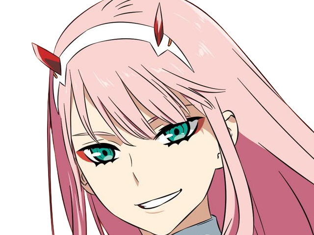 Sticker zero two darling franxx hybride humaine hurleuse sapien femme waifu cheveux roses yeux verts manga anime par Dark-63