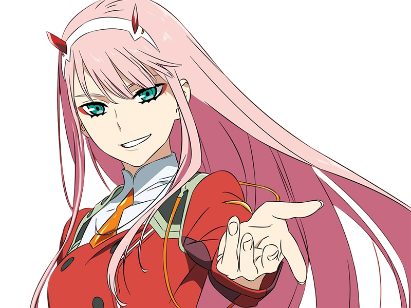 Sticker zero two darling franxx hybride humaine hurleuse sapien femme waifu cheveux roses yeux verts manga anime par Dark-63