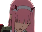 zero-two-darling-franxx-hybride-humaine-hurleuse-sapien-femme-waifu-cheveux-roses-yeux-verts-manga-anime