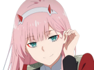 zero-two-darling-franxx-hybride-humaine-hurleuse-sapien-femme-waifu-cheveux-roses-yeux-verts-manga-anime