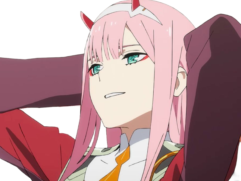 zero two darling franxx hybride humaine-hurleuse sapien femme waifu cheveux roses yeux verts manga anime