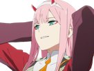 zero-two-darling-franxx-hybride-humaine-hurleuse-sapien-femme-waifu-cheveux-roses-yeux-verts-manga-anime