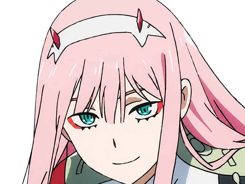Sticker zero two darling franxx hybride humaine hurleuse sapien femme waifu cheveux roses yeux verts manga anime par Dark-63