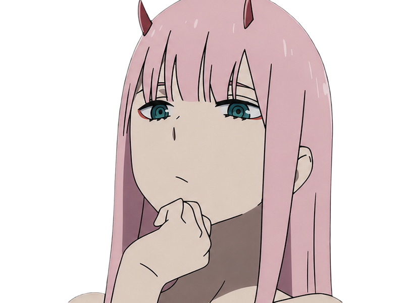 Sticker zero two darling franxx hybride humaine hurleuse sapien femme waifu cheveux roses yeux verts manga anime par Dark-63