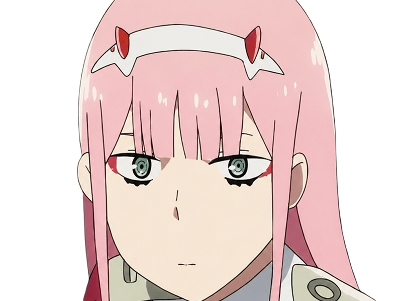 Sticker zero two darling franxx hybride humaine hurleuse sapien femme waifu cheveux roses yeux verts manga anime par Dark-63