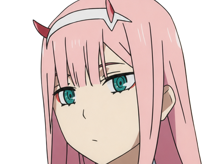 Sticker zero two darling franxx hybride humaine hurleuse sapien femme waifu cheveux roses yeux verts manga anime par Dark-63