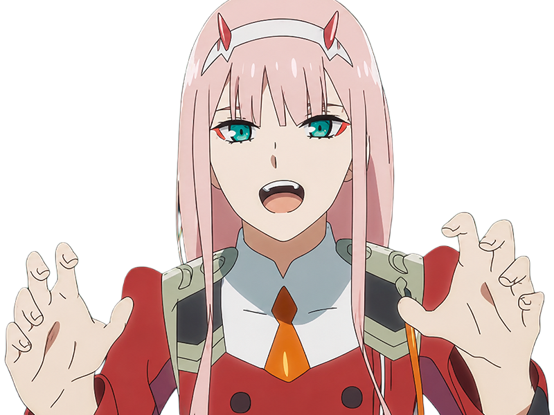 zero two darling franxx hybride humaine-hurleuse sapien femme waifu cheveux roses yeux verts manga anime