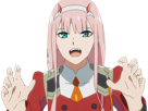 zero-two-darling-franxx-hybride-humaine-hurleuse-sapien-femme-waifu-cheveux-roses-yeux-verts-manga-anime