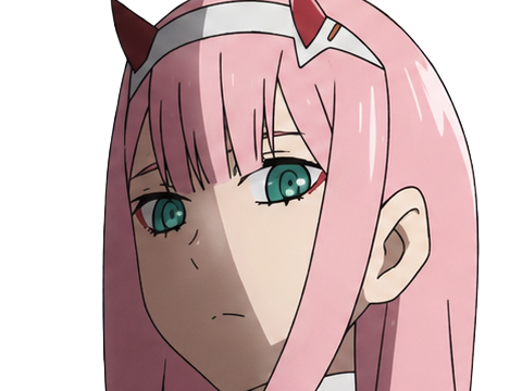 Sticker zero two darling franxx hybride humaine hurleuse sapien femme waifu cheveux roses yeux verts manga anime par Dark-63