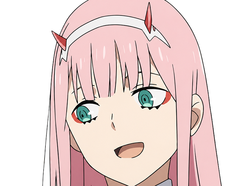 zero two darling franxx hybride humaine-hurleuse sapien femme waifu cheveux roses yeux verts manga anime