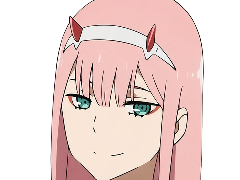 Sticker zero two darling franxx hybride humaine hurleuse sapien femme waifu cheveux roses yeux verts manga anime par Dark-63