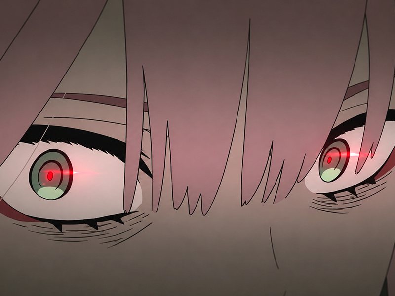 zero two darling franxx hybride humaine-hurleuse sapien femme waifu cheveux roses yeux verts manga anime