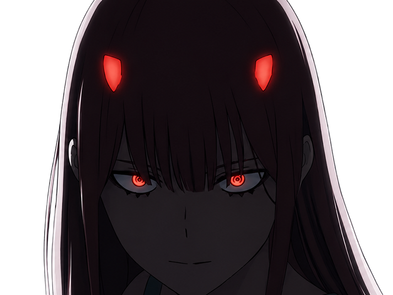 Sticker zero two darling franxx hybride humaine hurleuse sapien femme waifu cheveux roses yeux verts manga anime par Dark-63