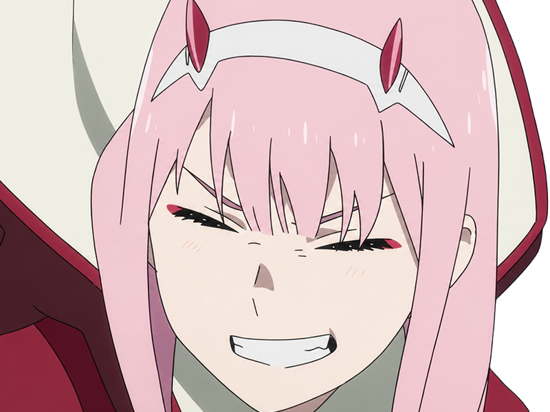 Sticker zero two darling franxx hybride humaine hurleuse sapien femme waifu cheveux roses yeux verts manga anime par Dark-63