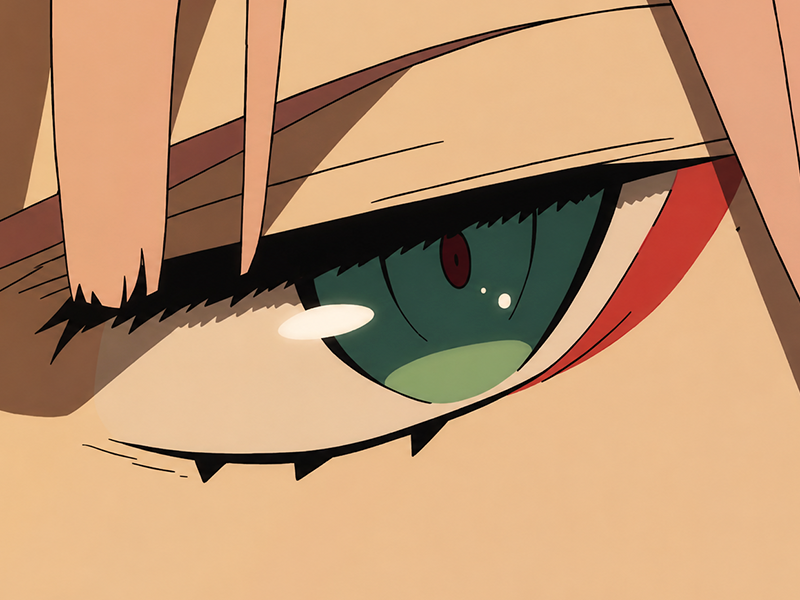 zero two darling franxx hybride humaine-hurleuse sapien femme waifu cheveux roses yeux verts manga anime