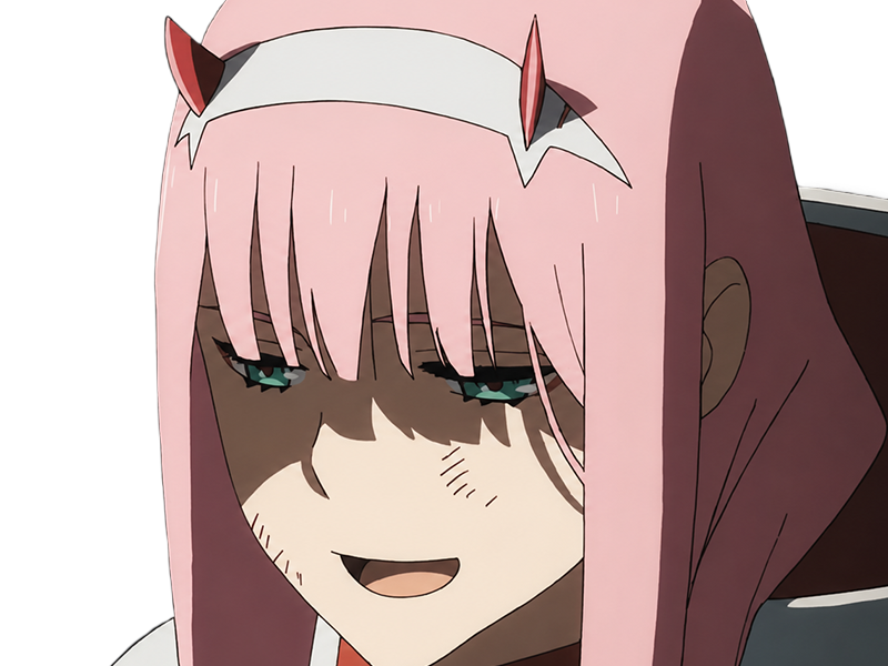 Sticker zero two darling franxx hybride humaine hurleuse sapien femme waifu cheveux roses yeux verts manga anime par Dark-63