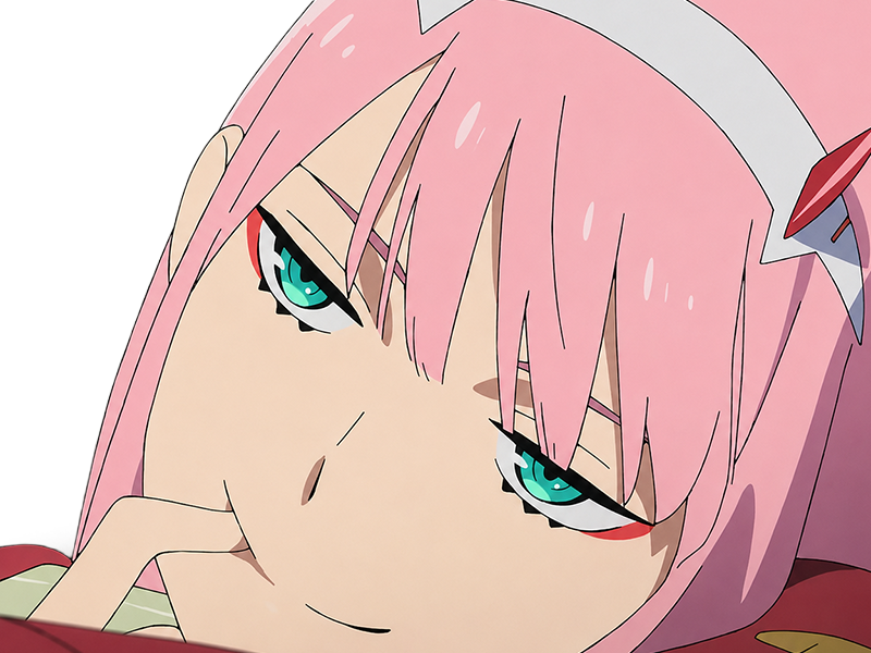zero two darling franxx hybride humaine-hurleuse sapien femme waifu cheveux roses yeux verts manga anime