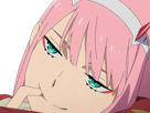 zero-two-darling-franxx-hybride-humaine-hurleuse-sapien-femme-waifu-cheveux-roses-yeux-verts-manga-anime
