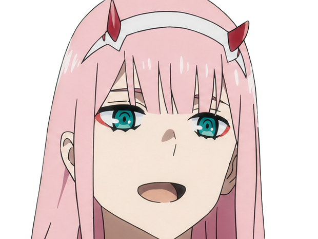 Sticker zero two darling franxx hybride humaine hurleuse sapien femme waifu cheveux roses yeux verts manga anime par Dark-63