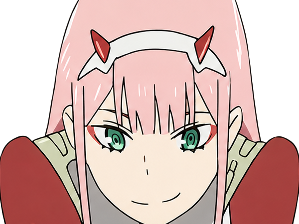 Sticker zero two darling franxx hybride humaine hurleuse sapien femme waifu cheveux roses yeux verts manga anime par Dark-63