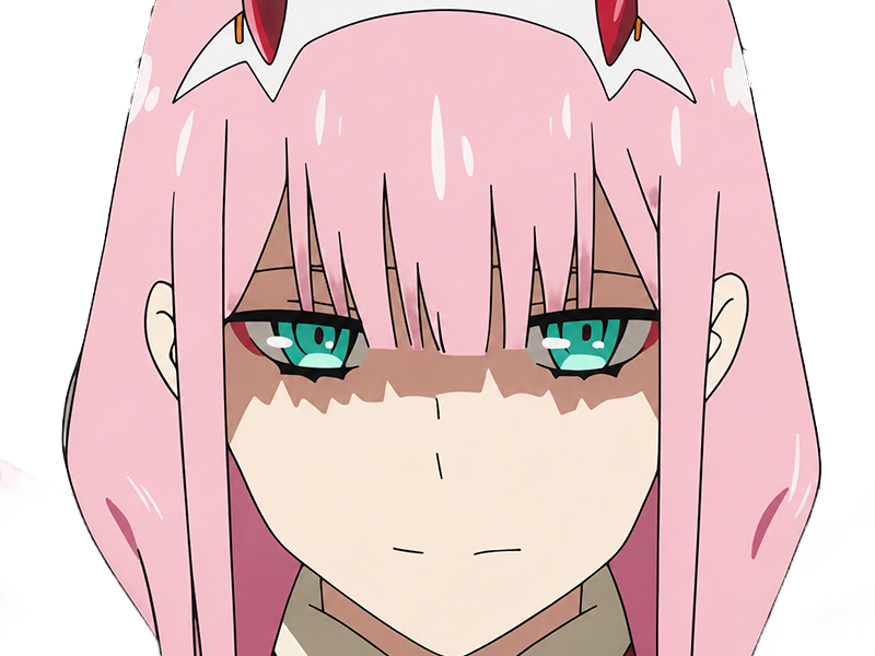 Sticker zero two darling franxx hybride humaine hurleuse sapien femme waifu cheveux roses yeux verts manga anime par Dark-63