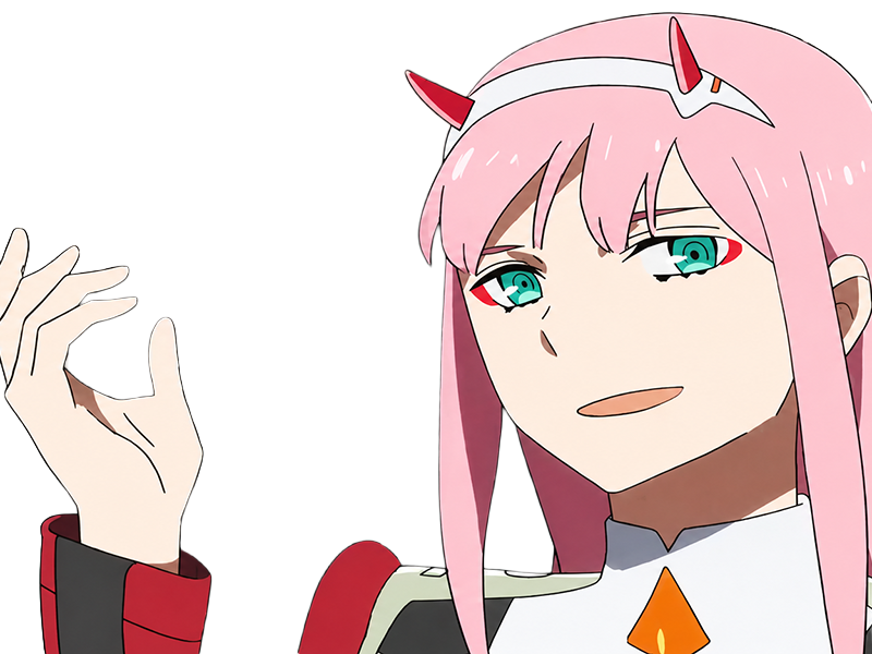 Sticker zero two darling franxx hybride humaine hurleuse sapien femme waifu cheveux roses yeux verts manga anime par Dark-63