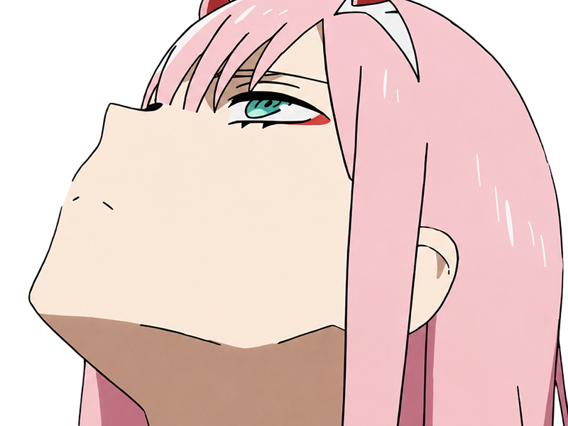 Sticker zero two darling franxx hybride humaine hurleuse sapien femme waifu cheveux roses yeux verts manga anime par Dark-63