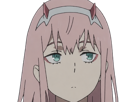 zero-two-darling-franxx-hybride-humaine-hurleuse-sapien-femme-waifu-cheveux-roses-yeux-verts-manga-anime