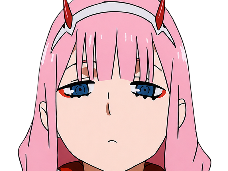 Sticker zero two darling franxx hybride humaine hurleuse sapien femme waifu cheveux roses yeux verts manga anime par Dark-63