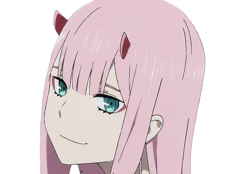 Sticker zero two darling franxx hybride humaine hurleuse sapien femme waifu cheveux roses yeux verts manga anime par Dark-63
