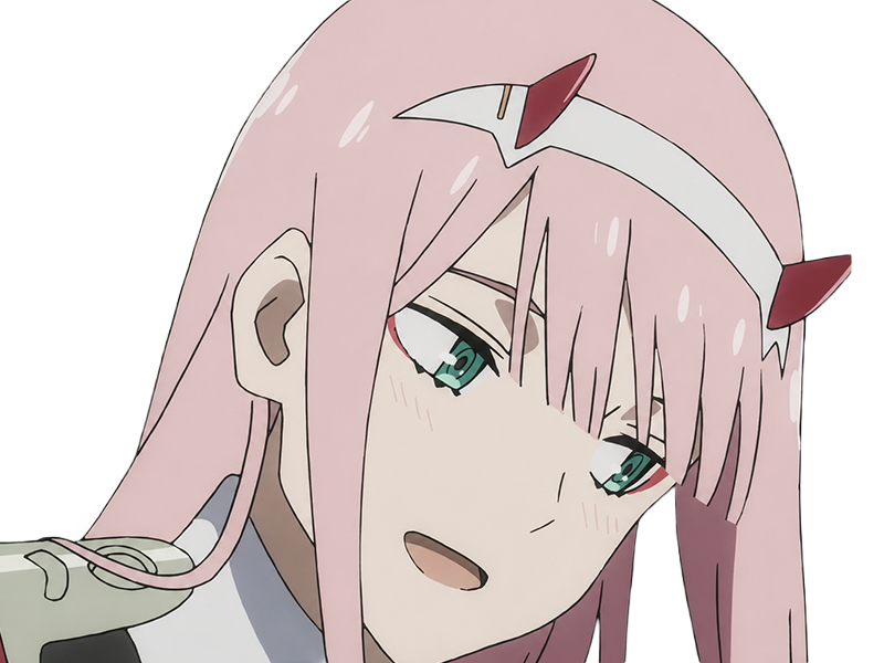 zero two darling franxx hybride humaine-hurleuse sapien femme waifu cheveux roses yeux verts manga anime