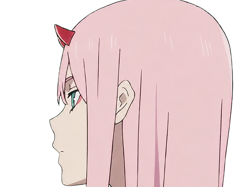 Sticker zero two darling franxx hybride humaine hurleuse sapien femme waifu cheveux roses yeux verts manga anime par Dark-63
