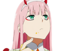 zero-two-darling-franxx-hybride-humaine-hurleuse-sapien-femme-waifu-cheveux-roses-yeux-verts-manga-anime