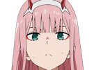 zero-two-darling-franxx-hybride-humaine-hurleuse-sapien-femme-waifu-cheveux-roses-yeux-verts-manga-anime