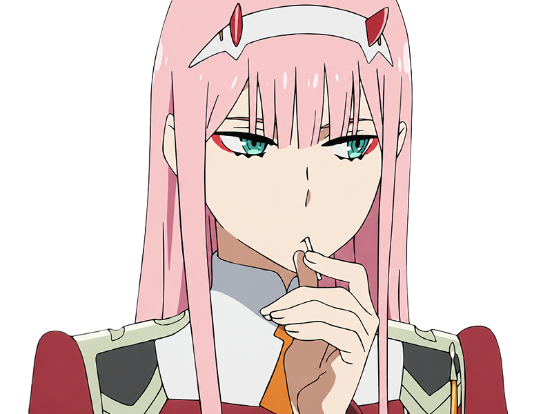 zero two darling franxx hybride humaine-hurleuse sapien femme waifu cheveux roses yeux verts manga anime