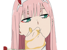 zero-two-darling-franxx-hybride-humaine-hurleuse-sapien-femme-waifu-cheveux-roses-yeux-verts-manga-anime