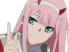 zero-two-darling-franxx-hybride-humaine-hurleuse-sapien-femme-waifu-cheveux-roses-yeux-verts-manga-anime